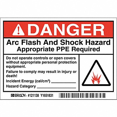 Arc Flash Label 3-1/2 in H 5 in W PK5