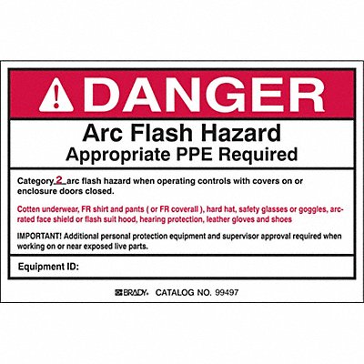 Arc Flash Protection Label 4inHx6inW PK5