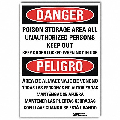Danger Sign 10x7 In. Bilingual