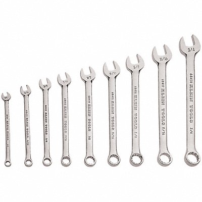 Combo Wrench Set Chrome 1/4-3/4 in. 9 Pc