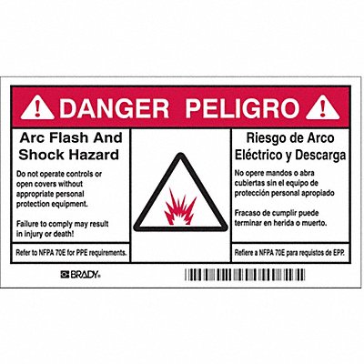 Arc Flash Protection Label 6 in W PK5