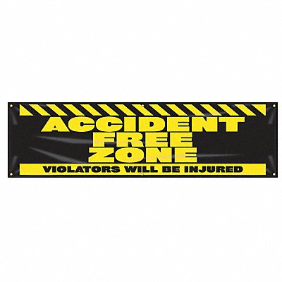 Banner Accident Free Zone 28 x 96 In.