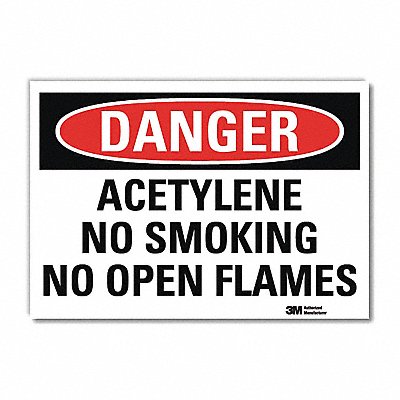 Danger No Smoking Sign Acetylene 10x14
