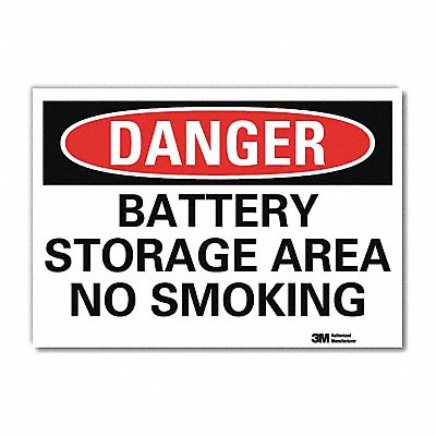 Danger No Smoking Sign Battery 7x10