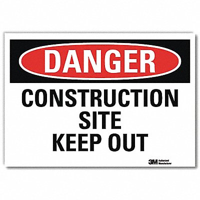 Danger Sign Self-Adhesv Mount 10inWx7inH