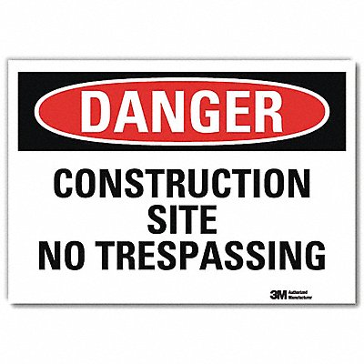 Danger Sign Self-Adhesv Mount 7inWx5inH