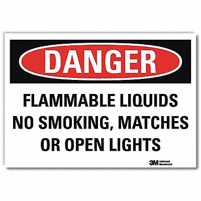Danger No Smoking Sign Flammable 10x14