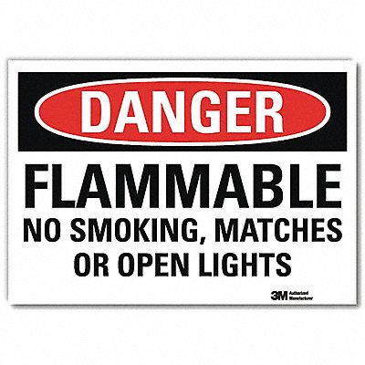 Danger No Smoking Sign Flammable 10x14