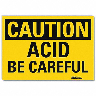 Safety Sign Acid Be Careful 7in.Hx10in.W