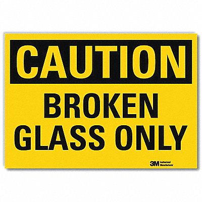 Safety Sign Broken Glass Only 10in.W