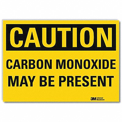 Safety Sign Carbon Monoxide Prsnt 5in.H