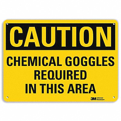 Safety Sign Chemical Goggles 7in.H