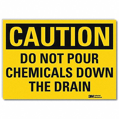 Safety Sign Not Pour Chemicals 5in.H