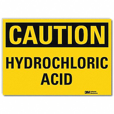 Safety Sign Hydrochloric Acid 5in.H