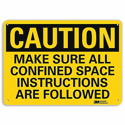 Safety Sign Confined Space Instructions