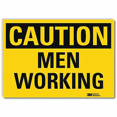 Safety Sign Men Working Blck/Yellow 7inH