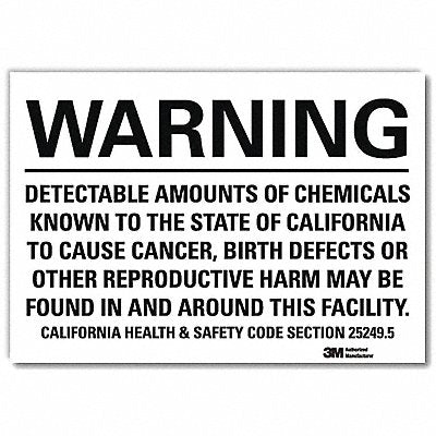 Warning Sign Black/White 10 in W Text