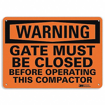 Warning Sign 14 W x 10 H 0.055 Thick