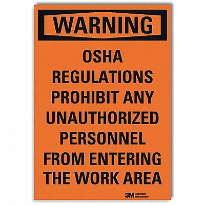 Warning Sign Black/Orange Text 7 in W