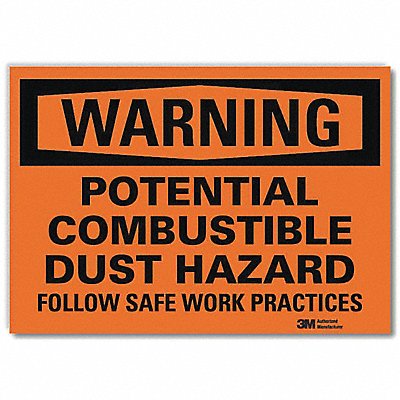 Warning Sign Combustible Dust 10 in W