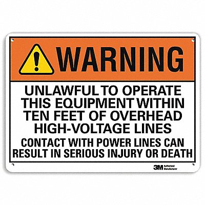 Warning Sign Black and Orange/White 7inH