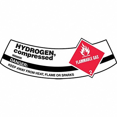 Cylinder Label Vinyl 5-1/4x2 In Hydrogen