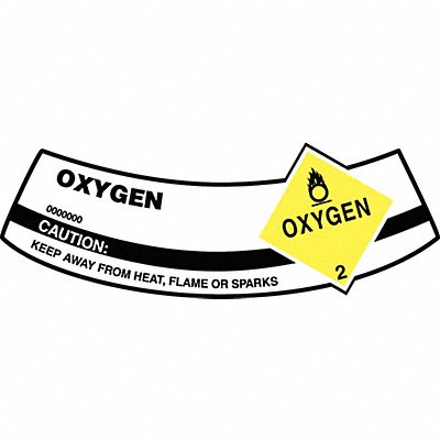Cylinder Label Vinyl 5-1/4 x 2 In Oxygen