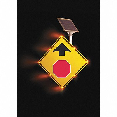 LED Sign Stop Sign Ahead 36 x 36 In