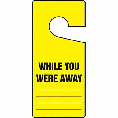 Door Knob Hgr Tag 9 x 4 In Bk/Yel PK10