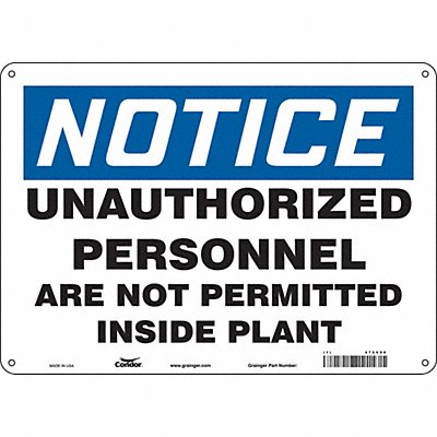 Safety Sign 14 W 10 H 0.055 Thickness