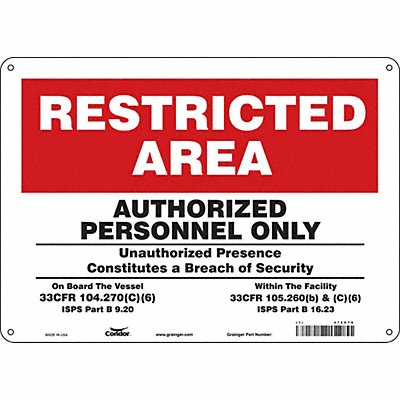 Safety Sign 14 W 10 H 0.055 Thickness