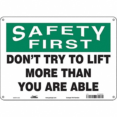 Safety Sign 14 W 10 H 0.055 Thickness