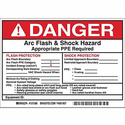 Arc Flash Protection Label 5 in H PK5