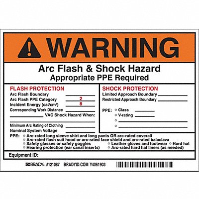 Arc Flash Protection Label 5 in H PK5