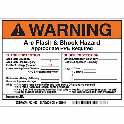 Arc Flash Protection Label 5 in H PK5