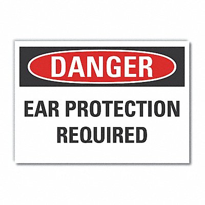 Decal Danger Ear Protection 14 x10