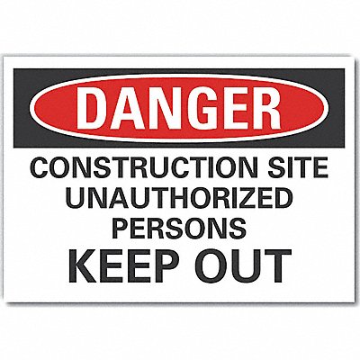 Danger Sign 5 W x 3-1/2 H 0.001 Thick