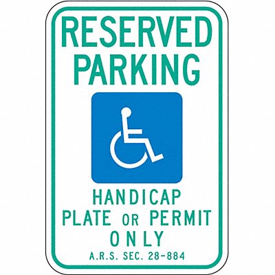 Handicap Parking Sign 18 H 12 W Alum