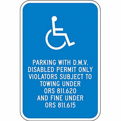 Handicap Parking Sign 18 H 12 W Alum