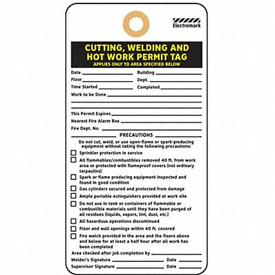 Pmt Tag 5-3/4 x 3 In Bk and Yel/Wht PK25