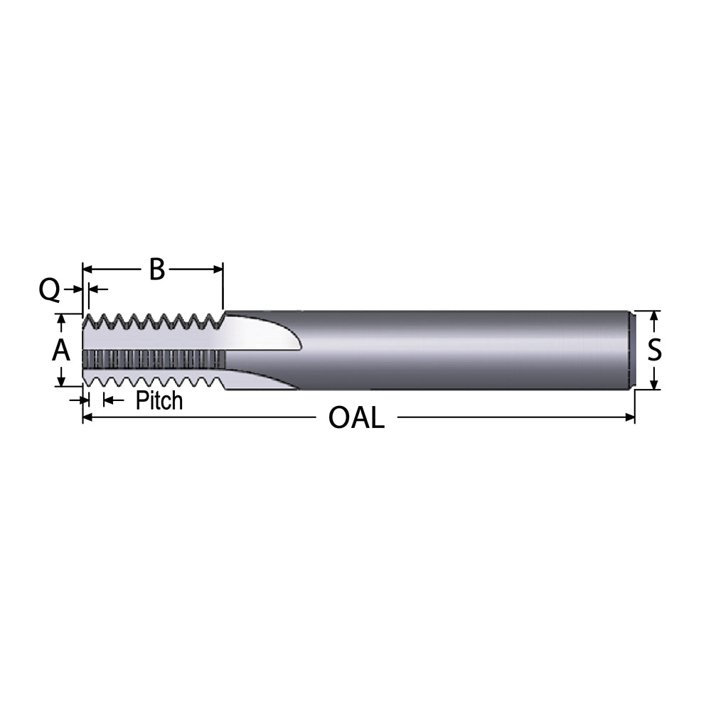 Scientific Cutting Tools TM098-40A Straight Flute Thread Mill: #6 to 40, Internal, 3 Flutes, 1/4" Shank Dia, Solid Carbide