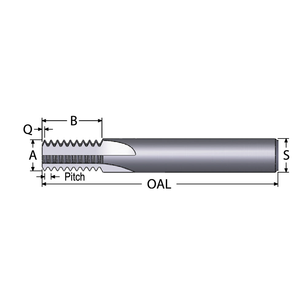 Scientific Cutting Tools TM5-.8MM Straight Flute Thread Mill: Internal, 3 Flutes, 1/4" Shank Dia, Solid Carbide