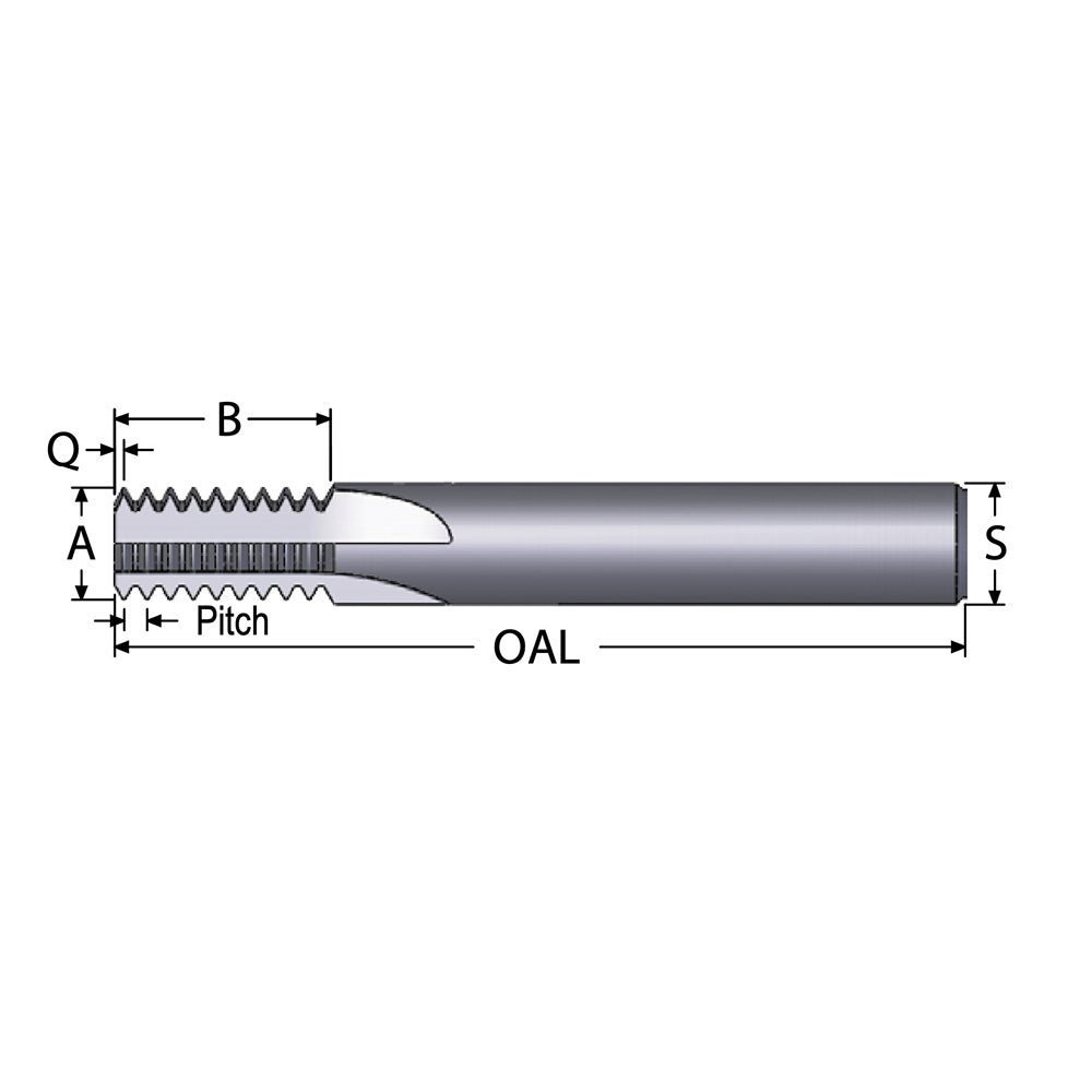 Scientific Cutting Tools TM400-20A Straight Flute Thread Mill: 1/2-20, Internal, 4 Flutes, 1/2" Shank Dia, Solid Carbide