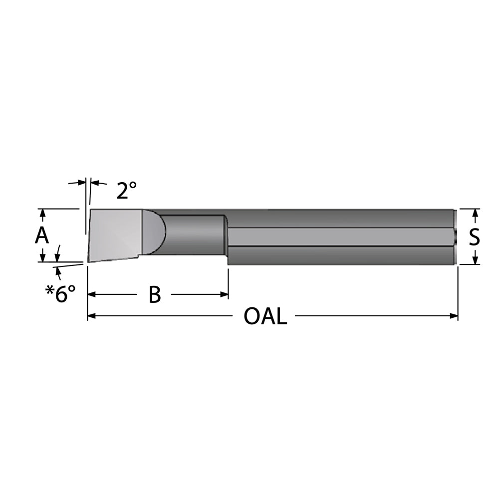 Scientific Cutting Tools B100600 Boring Bar: 0.1000" Min Bore, 0.6000" Max Depth, Right Hand, 1/8" Shank Dia, Submicron Solid Carbide