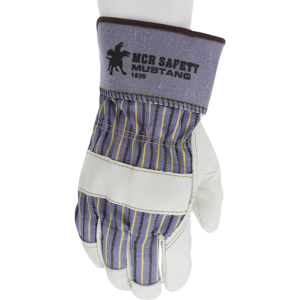 MCR Safety 1935S Work Gloves: Mustang 1935, Size Small, Cowhide Leather Lined, Cowhide Leather, General Purpose