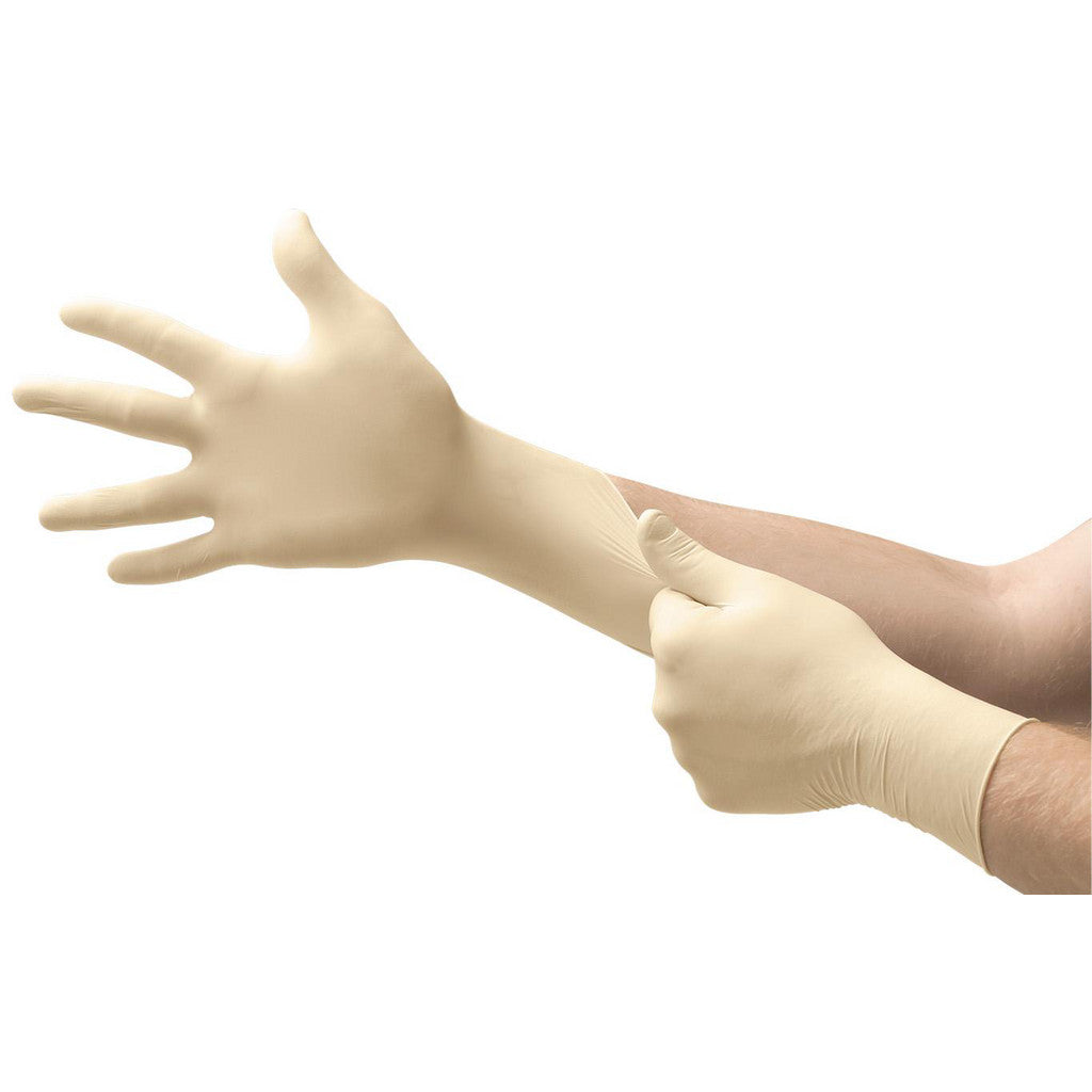 Ansell MF-300-L Disposable Gloves: Series Microflex Diamond Grip, Size Large, 6.3 mil, Latex, General Purpose, Powder-Free