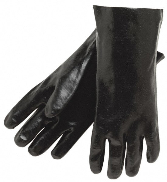 MCR Safety 6212R Chemical Resistant Gloves: Memphis Size Large, 43.00 mil, Polyvinylchloride, Supported