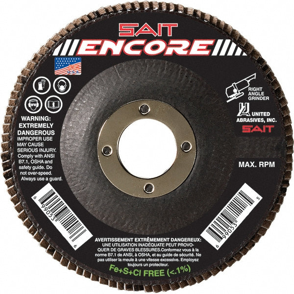 United Abrasives/SAIT 71209 Flap Disc: 4-1/2" Dia, 7/8" Hole, 80 Grit, Zirconia Alumina, Type 27 (Pack of 10)