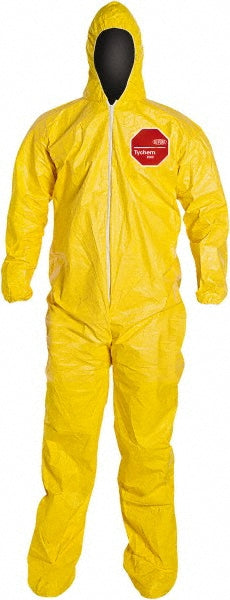 Dupont QC122SYLLG001200 Disposable Coveralls: Size Large, 2.50 oz, Tychem 2000, Zipper Closure