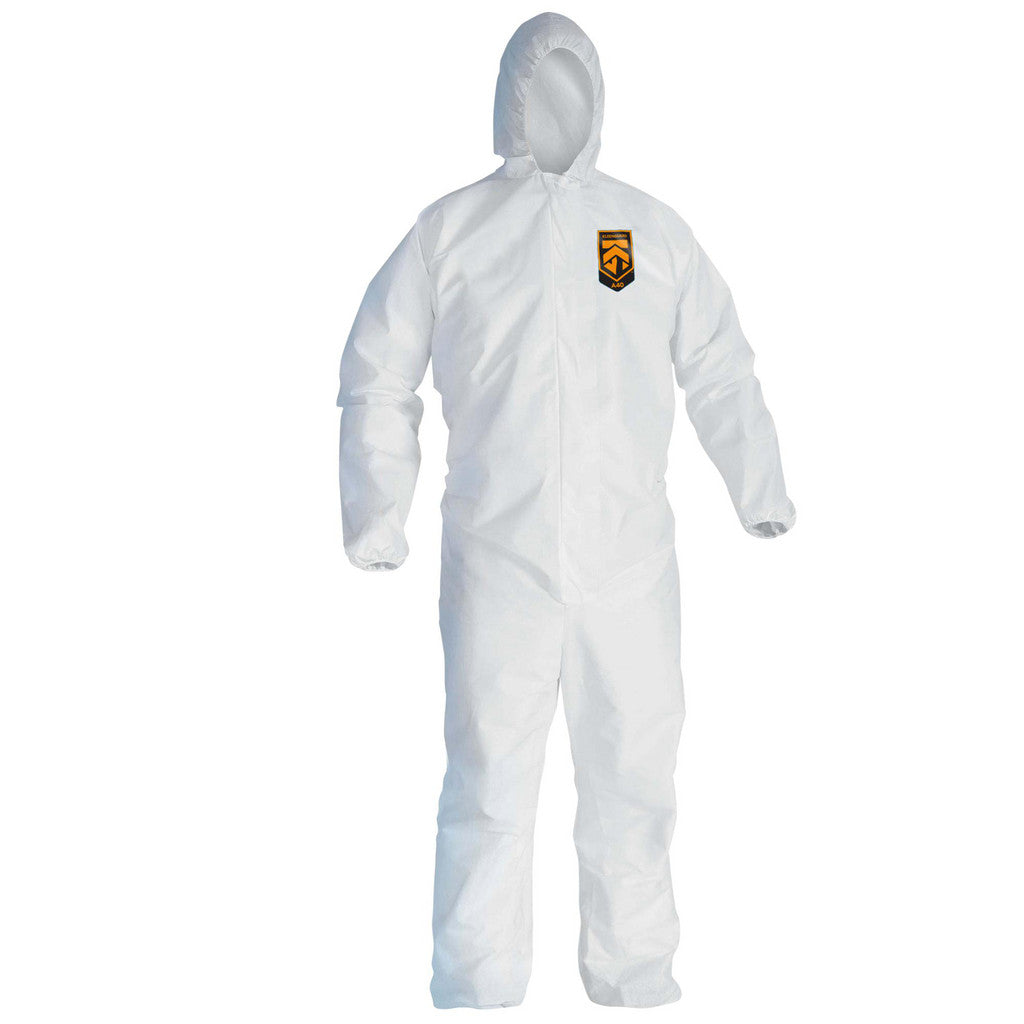 KleenGuard 44324 Non-Disposable Rain & Chemical-Resistant Coveralls: Size X-Large, White, Film Laminate